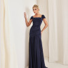 VESTIDO ELEONORA LONGO FRANZIDO - AZUL MARINHO