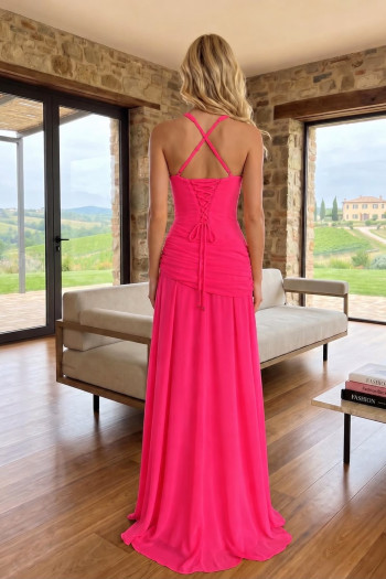 VESTIDO NATALY CHIFFON ASSIMÉTRICO - PINK