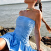VESTIDO CECILIA BUSTO DRAPEADO JERSEY T.Q.C - AZUL