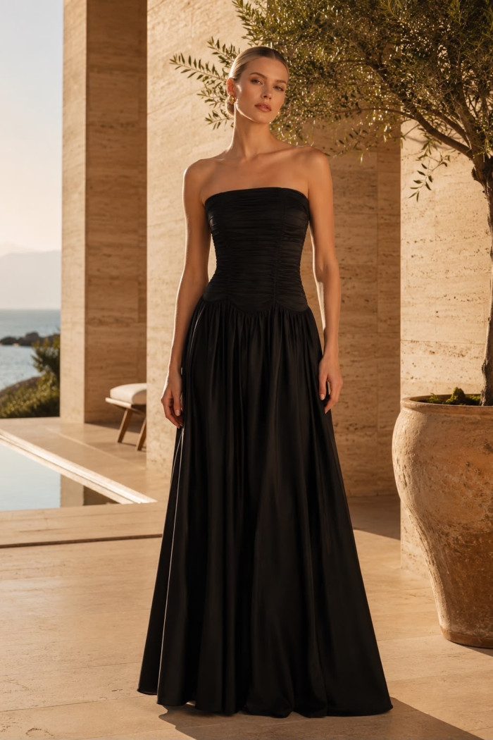 VESTIDO CECILIA BUSTO DRAPEADO JERSEY T.Q.C - PRETO