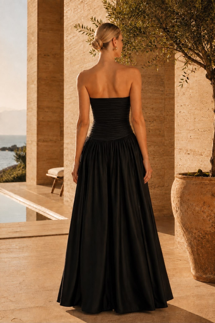 VESTIDO CECILIA BUSTO DRAPEADO JERSEY T.Q.C - PRETO