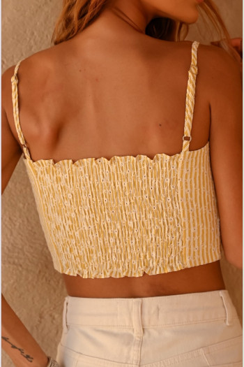 CROPPED LUANA LISTRAS BORDADO - CAMOMILA