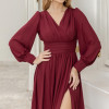 VESTIDO ELISABETE MANGA LONGA CHIFFON - VINHO