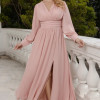 VESTIDO ELISABETE MANGA LONGA CHIFFON - ROSÉ