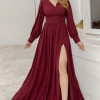 VESTIDO ELISABETE MANGA LONGA CHIFFON - VINHO