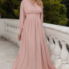 VESTIDO ELISABETE MANGA LONGA CHIFFON - ROSÉ