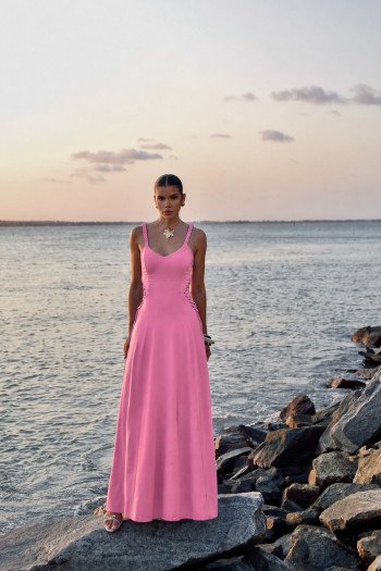 VESTIDO OLIVIA JERSEY ALÇAS TRANÇADAS - ROSA