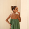 VESTIDO JUJU LONGO BLUSÊ DRAPEADO - VERDE