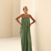 VESTIDO JUJU LONGO BLUSÊ DRAPEADO - VERDE