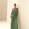 VESTIDO JUJU LONGO BLUSÊ DRAPEADO - VERDE