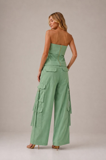 CONJUNTO DAPHNE CROPPED T.Q.C E CALÇA CARGO - VERDE