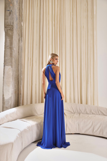 VESTIDO DUBLIN LONGO GOLA BOBA - AZUL ROYAL