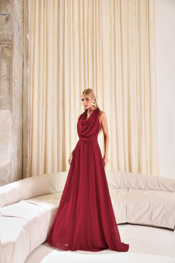 VESTIDO DUBLIN LONGO GOLA BOBA - MARSALA