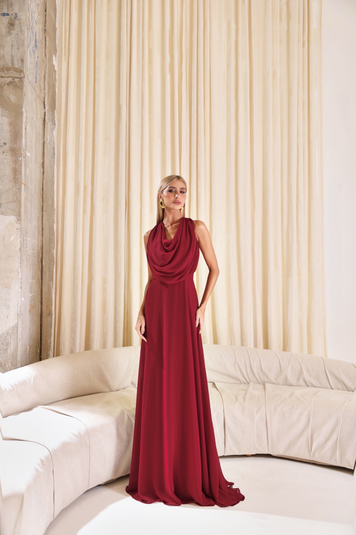 VESTIDO DUBLIN LONGO GOLA BOBA - MARSALA