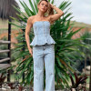 CONJUNTO CALÇA E BLUSA FLAVIANA TQC JEANS PÉROLAS ATELIER - AZUL