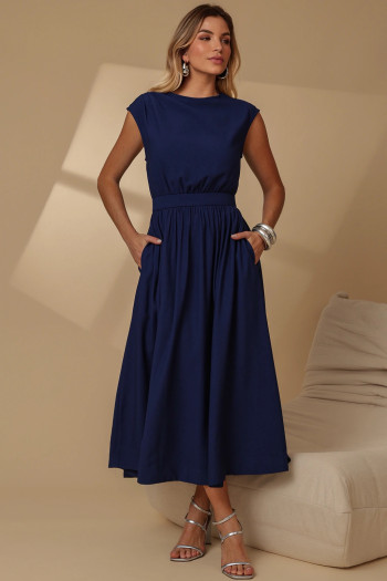 VESTIDO GENOVA MIDI - AZUL MARINHO