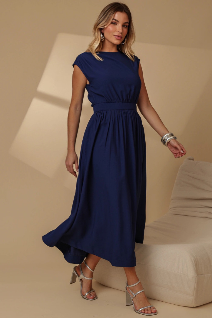 VESTIDO GENOVA MIDI - AZUL MARINHO