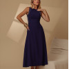 VESTIDO GABRIELA MIDI DETALHE PESPONTADO CAVADO - AZUL