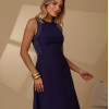 VESTIDO GABRIELA MIDI DETALHE PESPONTADO CAVADO - AZUL