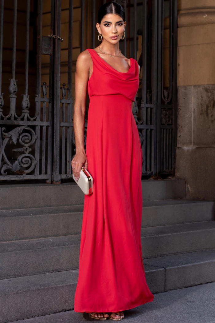 VESTIDO MANUELA LONGO DEGAGÊ - VERMELHO