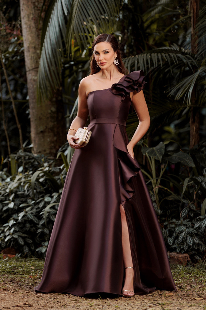 VESTIDO DE FESTA ANTONELLA ZIBELINE - MARROM