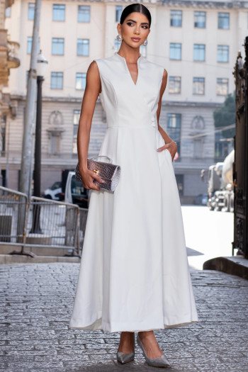 VESTIDO SASHA MIDI DECOTE TRANSPASSADO - OFF WHITE