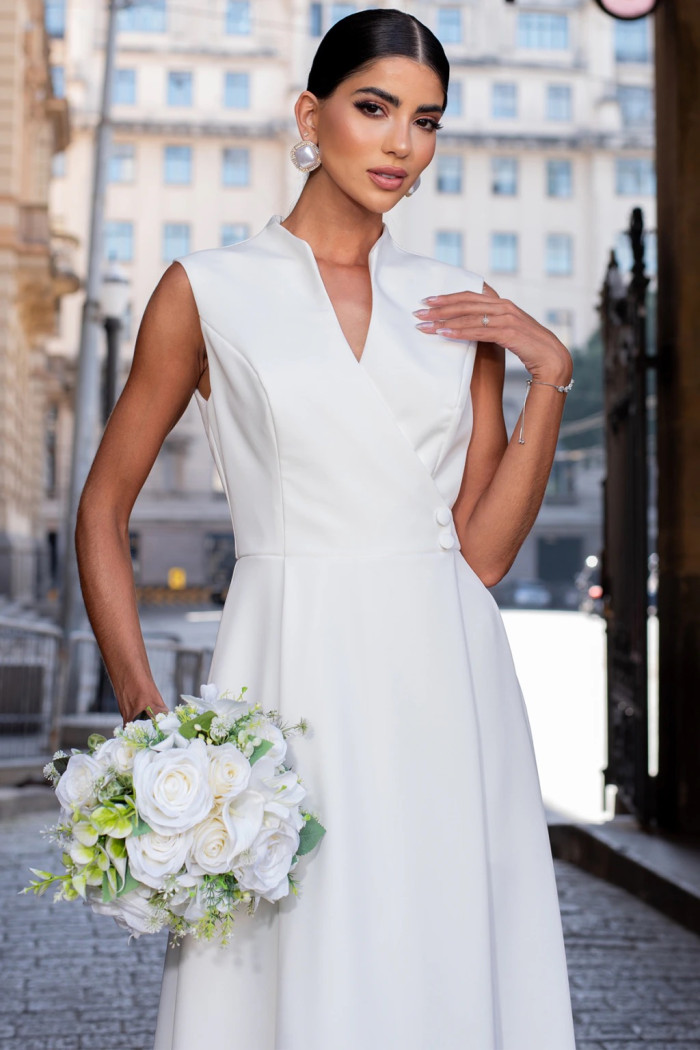 VESTIDO SASHA MIDI DECOTE TRANSPASSADO - OFF WHITE