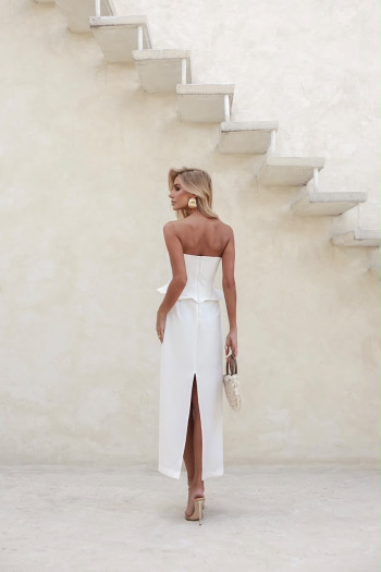 VESTIDO SEPHORA LAÇO BUSTO LONGUETE - OFF WHITE