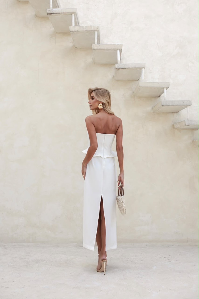 VESTIDO SEPHORA LAÇO BUSTO LONGUETE - OFF WHITE
