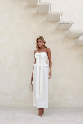 VESTIDO SEPHORA LAÇO BUSTO LONGUETE - OFF WHITE