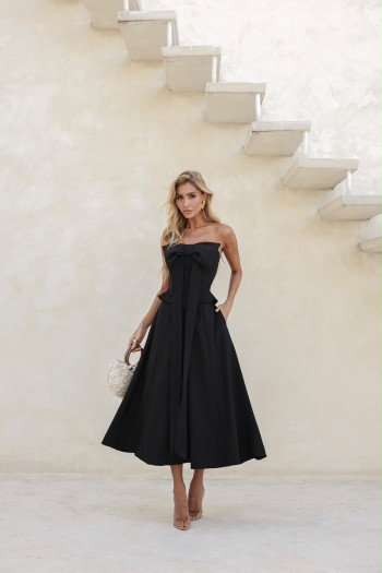 VESTIDO SEPHORA LAÇO BUSTO GODÊ - PRETO