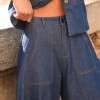 CONJUNTO THALITA COLETE E CALÇA BAREL JEANS - LAVAGEM ESCURO