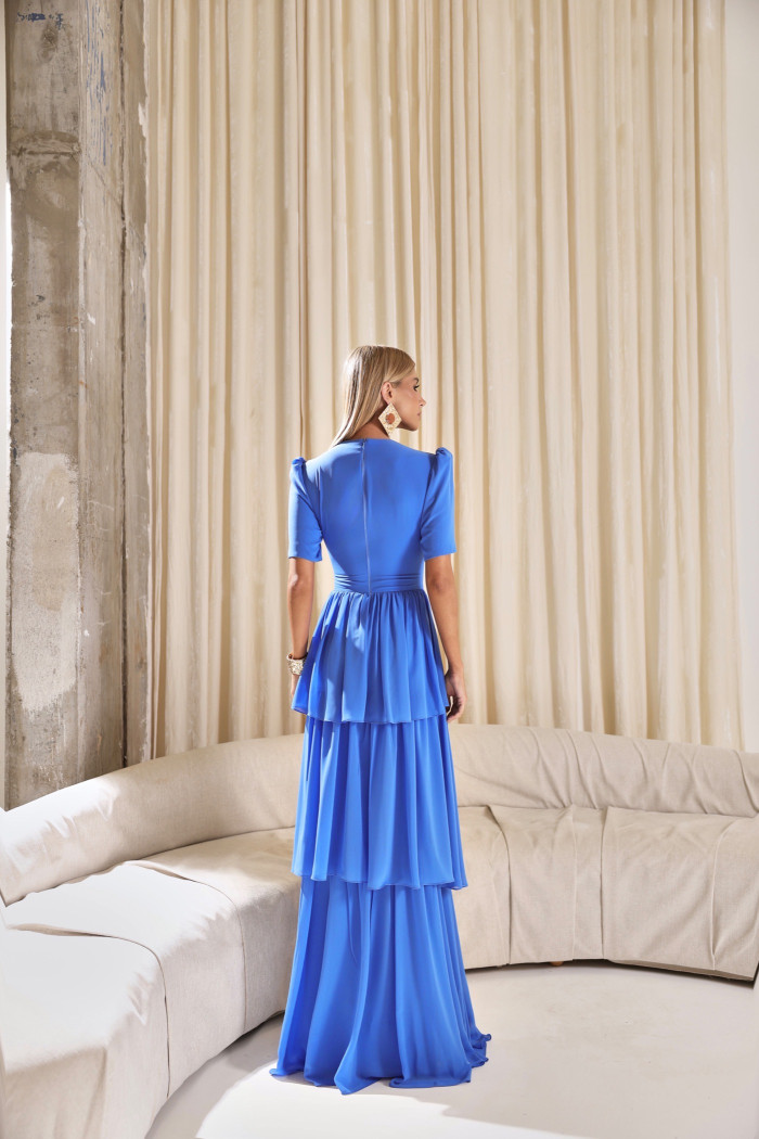 VESTIDO CHARLOTE LONGO CAMADAS - AZUL OCEAN