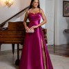 VESTIDO ANALU ZIBELINE BUSTO PAETÊ TIRAS COSTAS - FÚCSIA