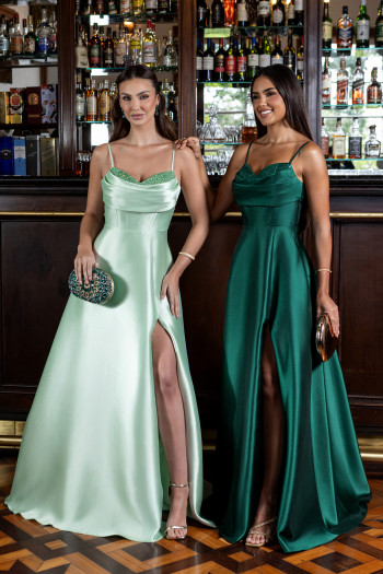 VESTIDO ANALU ZIBELINE BUSTO PAETÊ TIRAS COSTAS - VERDE ESMERALDA