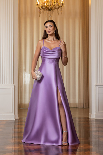VESTIDO ANALU ZIBELINE BUSTO PAETÊ TIRAS COSTAS - LAVANDA