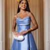 VESTIDO ANALU ZIBELINE BUSTO PAETÊ TIRAS COSTAS - AZUL SERENITY
