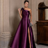 VESTIDO DE FESTA CLÁUDIA ZIBELINE UM OMBRO FLOR - ROXO