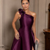 VESTIDO DE FESTA CLÁUDIA ZIBELINE UM OMBRO FLOR - ROXO