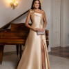 VESTIDO DE FESTA CLÁUDIA ZIBELINE UM OMBRO FLOR - CHAMPAGNE