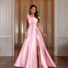 VESTIDO DE FESTA CLÁUDIA ZIBELINE UM OMBRO FLOR - ROSA BEBÊ