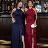 VESTIDO DE FESTA FRANCIELA GOLA ALTA FENDA BABADOS - MARSALA