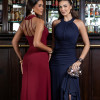 VESTIDO DE FESTA FRANCIELA GOLA ALTA FENDA BABADOS - MARSALA