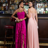 VESTIDO LIBIA CREPE BABADOS - FÚCSIA