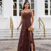 VESTIDO LIBIA CREPE BABADOS - MARROM