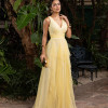 VESTIDO LUIZA TULE SAIA CAMADAS - AMARELO