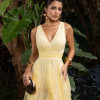 VESTIDO LUIZA TULE SAIA CAMADAS - AMARELO