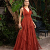 VESTIDO LUIZA TULE SAIA CAMADAS - TERRACOTA