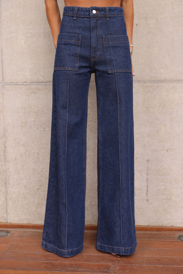 CALÇA BERLIM JEANS BOLSOS - AZUL