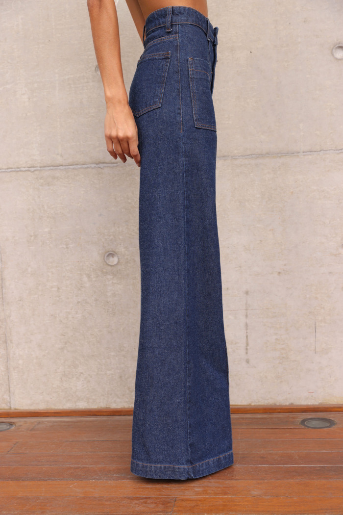 CALÇA BERLIM JEANS BOLSOS - AZUL